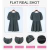 imageDokotoo Womens Summer Crewneck Puff Sleeve Babydoll Elegant Empire Waist Mini Swing Skater Dresses with Pockets1 Gray