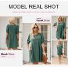 imageDokotoo Womens Summer Crewneck Puff Sleeve Babydoll Elegant Empire Waist Mini Swing Skater Dresses with Pockets1 Green