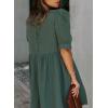 imageDokotoo Womens Summer Crewneck Puff Sleeve Babydoll Elegant Empire Waist Mini Swing Skater Dresses with Pockets1 Green