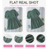 imageDokotoo Womens Summer Crewneck Puff Sleeve Babydoll Elegant Empire Waist Mini Swing Skater Dresses with Pockets1 Green