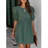 imageDokotoo Womens Summer Crewneck Puff Sleeve Babydoll Elegant Empire Waist Mini Swing Skater Dresses with Pockets1 Green