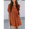 imageDokotoo Womens Summer Crewneck Puff Sleeve Babydoll Elegant Empire Waist Mini Swing Skater Dresses with Pockets1 Orange