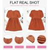 imageDokotoo Womens Summer Crewneck Puff Sleeve Babydoll Elegant Empire Waist Mini Swing Skater Dresses with Pockets1 Orange