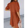 imageDokotoo Womens Summer Crewneck Puff Sleeve Babydoll Elegant Empire Waist Mini Swing Skater Dresses with Pockets1 Orange