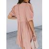 imageDokotoo Womens Summer Crewneck Puff Sleeve Babydoll Elegant Empire Waist Mini Swing Skater Dresses with Pockets1 Pink