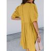 imageDokotoo Womens Summer Crewneck Puff Sleeve Babydoll Elegant Empire Waist Mini Swing Skater Dresses with Pockets1 Yellow