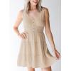 imageDokotoo Womens Summer Dresses 2025 Sleeveless Button Down Smocked Empire Waist Ruffle Tiered Casual Swing Mini DressApricot