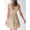 imageDokotoo Womens Summer Dresses 2025 Sleeveless Button Down Smocked Empire Waist Ruffle Tiered Casual Swing Mini DressApricot