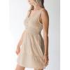 imageDokotoo Womens Summer Dresses 2025 Sleeveless Button Down Smocked Empire Waist Ruffle Tiered Casual Swing Mini DressApricot