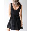 imageDokotoo Womens Summer Dresses 2025 Sleeveless Button Down Smocked Empire Waist Ruffle Tiered Casual Swing Mini DressBlack