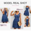 imageDokotoo Womens Summer Dresses 2025 Sleeveless Button Down Smocked Empire Waist Ruffle Tiered Casual Swing Mini DressBlue