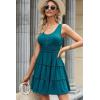 imageDokotoo Womens Summer Dresses 2025 Sleeveless Button Down Smocked Empire Waist Ruffle Tiered Casual Swing Mini DressBlue 405