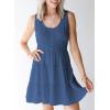 imageDokotoo Womens Summer Dresses 2025 Sleeveless Button Down Smocked Empire Waist Ruffle Tiered Casual Swing Mini DressBlue