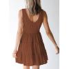 imageDokotoo Womens Summer Dresses 2025 Sleeveless Button Down Smocked Empire Waist Ruffle Tiered Casual Swing Mini DressBrown