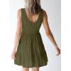 imageDokotoo Womens Summer Dresses 2025 Sleeveless Button Down Smocked Empire Waist Ruffle Tiered Casual Swing Mini DressGreen 609