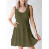 imageDokotoo Womens Summer Dresses 2025 Sleeveless Button Down Smocked Empire Waist Ruffle Tiered Casual Swing Mini DressGreen 609