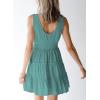 imageDokotoo Womens Summer Dresses 2025 Sleeveless Button Down Smocked Empire Waist Ruffle Tiered Casual Swing Mini DressGreen