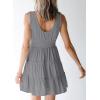 imageDokotoo Womens Summer Dresses 2025 Sleeveless Button Down Smocked Empire Waist Ruffle Tiered Casual Swing Mini DressGrey 2011