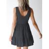 imageDokotoo Womens Summer Dresses 2025 Sleeveless Button Down Smocked Empire Waist Ruffle Tiered Casual Swing Mini DressGrey
