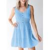 imageDokotoo Womens Summer Dresses 2025 Sleeveless Button Down Smocked Empire Waist Ruffle Tiered Casual Swing Mini DressLight Blue