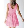 imageDokotoo Womens Summer Dresses 2025 Sleeveless Button Down Smocked Empire Waist Ruffle Tiered Casual Swing Mini DressPink 10