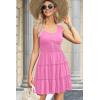 imageDokotoo Womens Summer Dresses 2025 Sleeveless Button Down Smocked Empire Waist Ruffle Tiered Casual Swing Mini DressPink 106