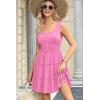imageDokotoo Womens Summer Dresses 2025 Sleeveless Button Down Smocked Empire Waist Ruffle Tiered Casual Swing Mini DressPink 106
