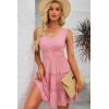imageDokotoo Womens Summer Dresses 2025 Sleeveless Button Down Smocked Empire Waist Ruffle Tiered Casual Swing Mini DressPink