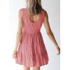 imageDokotoo Womens Summer Dresses 2025 Sleeveless Button Down Smocked Empire Waist Ruffle Tiered Casual Swing Mini DressPink