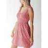 imageDokotoo Womens Summer Dresses 2025 Sleeveless Button Down Smocked Empire Waist Ruffle Tiered Casual Swing Mini DressPink