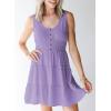 imageDokotoo Womens Summer Dresses 2025 Sleeveless Button Down Smocked Empire Waist Ruffle Tiered Casual Swing Mini DressPurple
