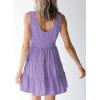 imageDokotoo Womens Summer Dresses 2025 Sleeveless Button Down Smocked Empire Waist Ruffle Tiered Casual Swing Mini DressPurple