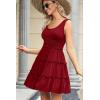 imageDokotoo Womens Summer Dresses 2025 Sleeveless Button Down Smocked Empire Waist Ruffle Tiered Casual Swing Mini DressRed 403