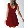 imageDokotoo Womens Summer Dresses 2025 Sleeveless Button Down Smocked Empire Waist Ruffle Tiered Casual Swing Mini DressRed 403