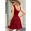 imageDokotoo Womens Summer Dresses 2025 Sleeveless Button Down Smocked Empire Waist Ruffle Tiered Casual Swing Mini DressRed 403