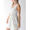 imageDokotoo Womens Summer Dresses 2025 Sleeveless Button Down Smocked Empire Waist Ruffle Tiered Casual Swing Mini DressWhite