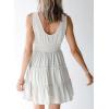 imageDokotoo Womens Summer Dresses 2025 Sleeveless Button Down Smocked Empire Waist Ruffle Tiered Casual Swing Mini DressWhite