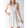 imageDokotoo Womens Summer Dresses 2025 Sleeveless Button Down Smocked Empire Waist Ruffle Tiered Casual Swing Mini DressWhite