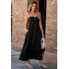 imageDokotoo Womens Summer Dresses 2025 Sleeveless Spaghetti Strap Button Down Smocked Beach Vacation Long Maxi Dress with PocketsBlack