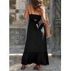 imageDokotoo Womens Summer Dresses 2025 Sleeveless Spaghetti Strap Button Down Smocked Beach Vacation Long Maxi Dress with PocketsBlack