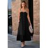 imageDokotoo Womens Summer Dresses 2025 Sleeveless Spaghetti Strap Button Down Smocked Beach Vacation Long Maxi Dress with PocketsBlack