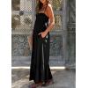 imageDokotoo Womens Summer Dresses 2025 Sleeveless Spaghetti Strap Button Down Smocked Beach Vacation Long Maxi Dress with PocketsBlack