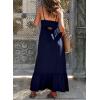 imageDokotoo Womens Summer Dresses 2025 Sleeveless Spaghetti Strap Button Down Smocked Beach Vacation Long Maxi Dress with PocketsBlue