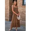 imageDokotoo Womens Summer Dresses 2025 Sleeveless Spaghetti Strap Button Down Smocked Beach Vacation Long Maxi Dress with PocketsBrown