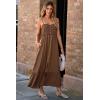 imageDokotoo Womens Summer Dresses 2025 Sleeveless Spaghetti Strap Button Down Smocked Beach Vacation Long Maxi Dress with PocketsBrown