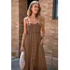 imageDokotoo Womens Summer Dresses 2025 Sleeveless Spaghetti Strap Button Down Smocked Beach Vacation Long Maxi Dress with PocketsBrown