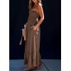 imageDokotoo Womens Summer Dresses 2025 Sleeveless Spaghetti Strap Button Down Smocked Beach Vacation Long Maxi Dress with PocketsBrown