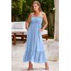 imageDokotoo Womens Summer Dresses 2025 Sleeveless Spaghetti Strap Button Down Smocked Beach Vacation Long Maxi Dress with PocketsLight Blue