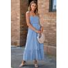imageDokotoo Womens Summer Dresses 2025 Sleeveless Spaghetti Strap Button Down Smocked Beach Vacation Long Maxi Dress with PocketsLight Blue