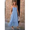 imageDokotoo Womens Summer Dresses 2025 Sleeveless Spaghetti Strap Button Down Smocked Beach Vacation Long Maxi Dress with PocketsLight Blue